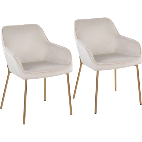 Daniella Dining Chair in Cream Velvet & Gold Steel (Set of 2)